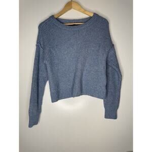 American Eagle Outfitters Sweater Womens XS Blue Ribbed Cropped Wool Blend